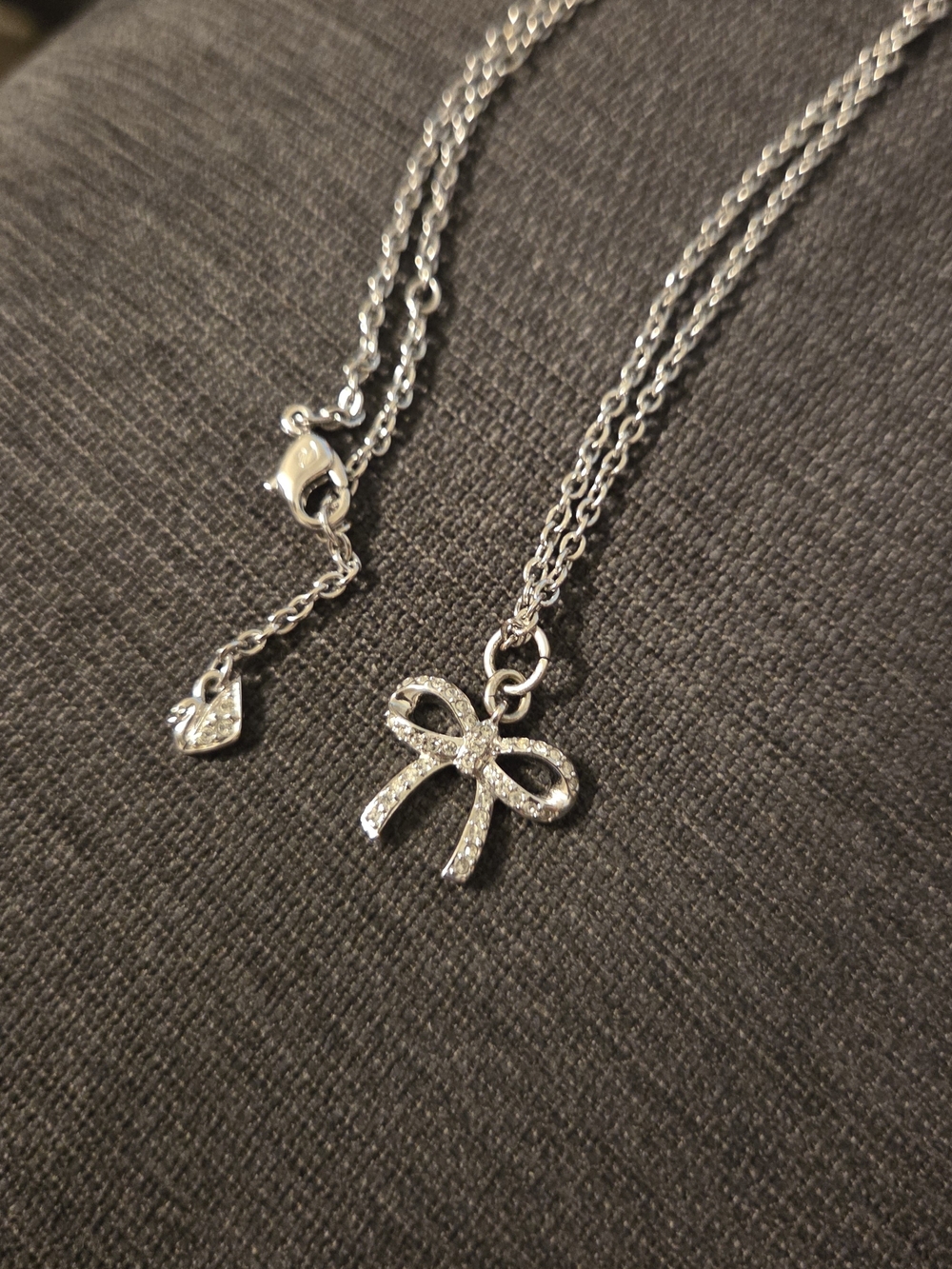 Swarovski Silver Bow Crystal Pendant Necklace